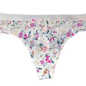 Victoria's Secret Pink All Over Floral Lace Thong Panty Size Medium